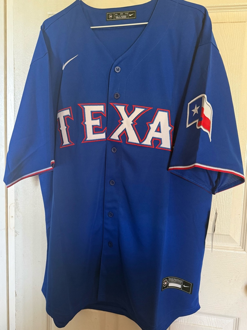 ‼️Reduced Price ‼️Blue Texas Rangers Baseball Jersey with Red & White Trim